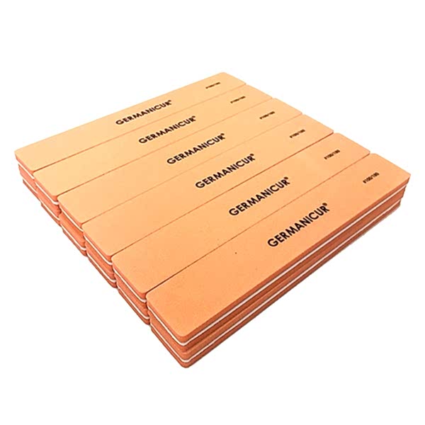 Пилка-шлифовщик прямая широкая для ногтей GM-908 (100/180) GERMANICUR ОРАНЖЕВАЯ 12 шт Пилка-шлифовщик прямая широкая для ногтей GM-908 (100/180) GERMANICUR ОРАНЖЕВАЯ 12 шт